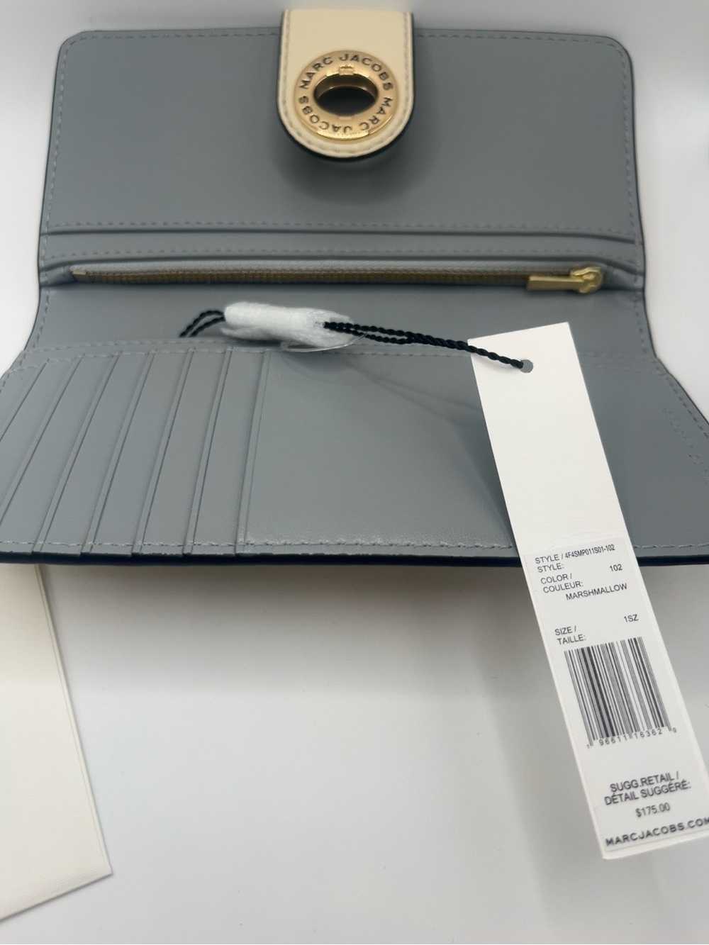 New Marc Jacobs Continental Wallet Pebbled Leather Marshmallow/Ivory NWT - Picture 3 of 7